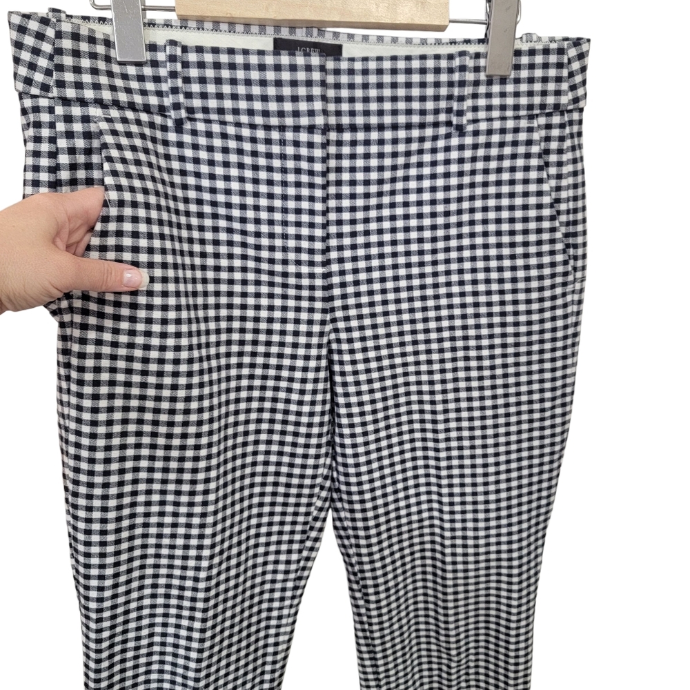 J. Crew Cameron Bi-Stretch Navy Gingham Checked Cropped Pants Cotton Womens Sz 6 - Picture 10 of 16